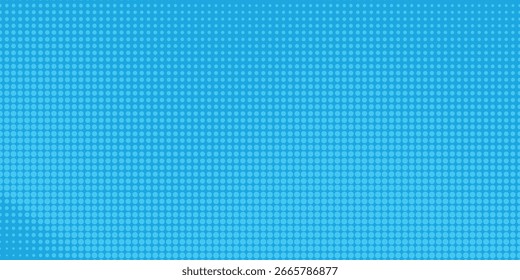 Puntos de semitono sobre fondo azul. Diseño en blanco de estilo de arte pop cómico. Diseño de Plantilla para cómic, presentación, venta o Anuncio de Web. Ilustración vectorial