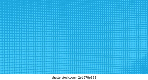 Halftone dots on blue background. Comic pop art style blank layout. Template design for comic book, presentation, sale or web banner. Vector illustration