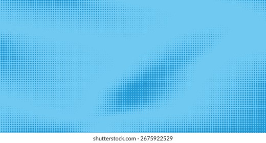 Puntos de semitono sobre fondo azul. Diseño en blanco de estilo de arte pop cómico moderno. Diseño de Plantilla para cómic, presentación. Ilustración vectorial