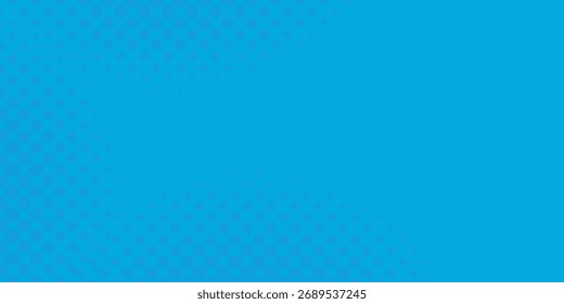 Halftone dots on blue background. Comic pop art style blank layout. Template design vector eps10