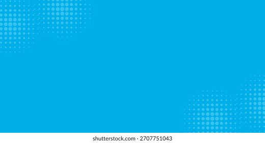 Halftone dots on blue background. Comic pop art style blank layout. Template design for comic book, presentation, sale or web banner. Vector illustration