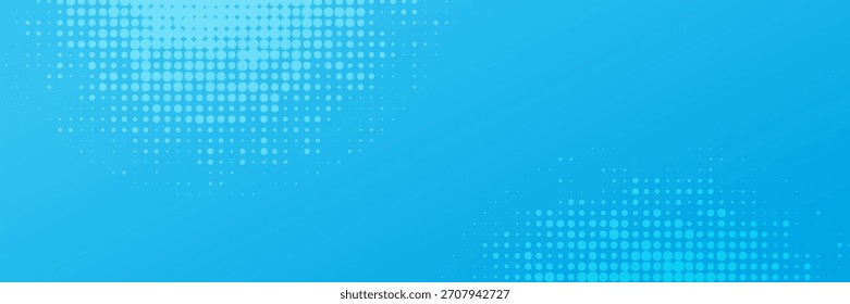 Halftone dots on blue background. Comic pop art style blank layout. Template design for comic book, presentation, sale or web banner. Vector illustration