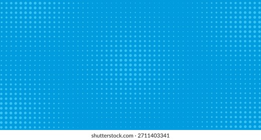 Puntos de semitono sobre fondo azul. Diseño en blanco de estilo de arte pop cómico. Diseño de Plantilla para cómic, presentación, venta o Anuncio de Web. Ilustración vectorial