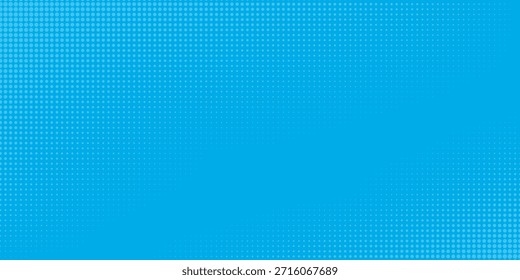 Puntos de semitono sobre fondo azul. Diseño en blanco de estilo de arte pop cómico. Diseño de Plantilla para cómic, presentación, venta o Anuncio de Web. Ilustración vectorial