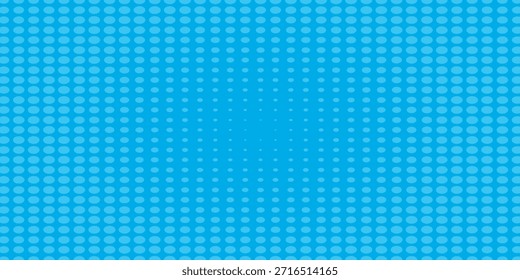 Puntos de semitono sobre fondo azul. Diseño en blanco de estilo de arte pop cómico elegante. Diseño moderno de la Plantilla para el Anuncio del cómic, de la presentación, de la venta o del Web. Ilustración vectorial