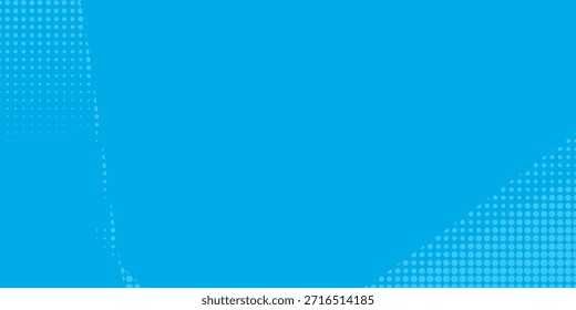 Pontos de meio-tom no fundo azul. Elegante estilo pop art cômico layout em branco. Design de modelo moderno para quadrinhos, apresentação, venda ou banner da web. Ilustração vetorial
