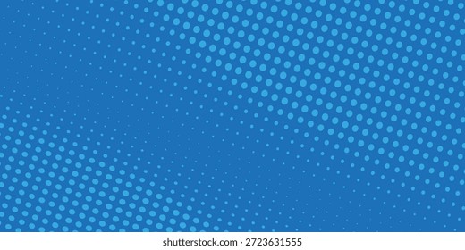 Puntos de semitono sobre fondo azul. Comic estilo de arte pop diseño en blanco moderno patrón elegante