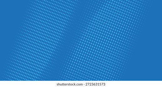 Rasterpunkte auf blauem Hintergrund. Comic Pop Art Stil leere Layout moderne elegante Muster