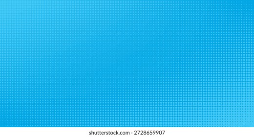 Rasterpunkte auf blauem Hintergrund. Blanko-Layout für Comic-Pop-Art. Vorlagendesign für Comic, Präsentation, Verkauf oder Webbanner. Vektorgrafik