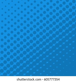 Halftone Dots on blue Background. Halftone Effect. Vector Comic book background.