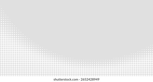 Halftone dots on a gray background. Empty layout in comic pop art style. Design template for comic books, presentations, sales pitches, or web banners. Vector illustration.