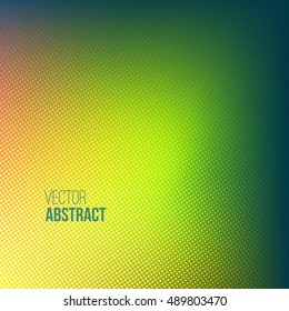 Halftone dots on green yellow and orange background with dark overhead corner.