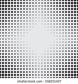 Halftone dots on white background. Vector illustration