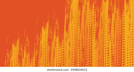 halftone dots orange color pattern grunge abstract orange gradient fluid background. Future geometric pattern with modern art halftone line effect