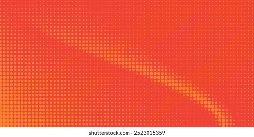 Halftone dots orange color pattern gradient texture with digital technology background. Pop art comic dots