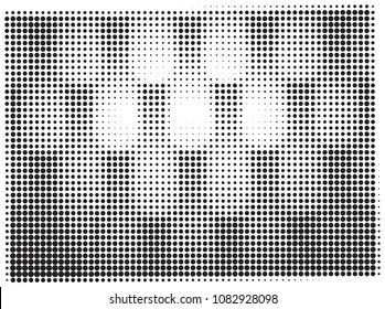 Halftone dots pattern, abstract background texture, vector overlay print, black and white grunge background