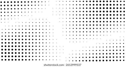 Halftone dots pattern background. Monochrome dot textures. Abstract black and white dots. Line dots. Simple vintage and retro illustration design.