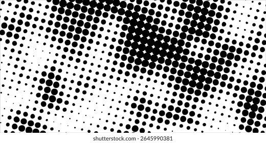 Halftone dots pattern background. Monochrome dot textures. Abstract black and white dots. Line dots. Simple vintage and retro illustration design