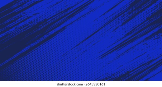Meio-tom pontos padrão azul cor gradiente textura grunge fundo. Pop art cômico estilo vetorial ilustração pontos.