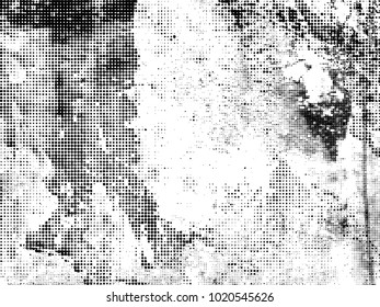 Halftone Dots Pattern . Halftone Dotted Grunge Texture . Abstract Dots Overlay Texture . Light Distressed Background with Halftone Effects. Ink Print Distress Background . Dots Grunge Texture. Vector.