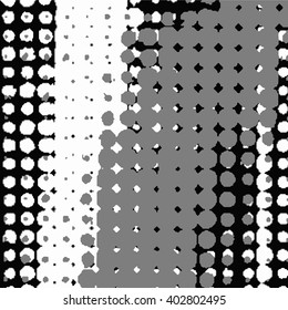 Halftone Dots Pattern . Halftone Dotted Grunge Texture . Abstract Dots Overlay Texture . Distressed Background with Halftone Effects. Perforated Distress Background . Dots Grunge Texture. Vector.