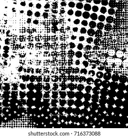 Halftone Dots Pattern . Halftone Dotted Grunge Texture . Abstract Dots Overlay Texture . Light Distressed Background with Halftone Effects. Ink Print Distress Background . Dots Grunge Texture. Vector.