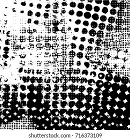 Halftone Dots Pattern . Halftone Dotted Grunge Texture . Abstract Dots Overlay Texture . Light Distressed Background with Halftone Effects. Ink Print Distress Background . Dots Grunge Texture. Vector.