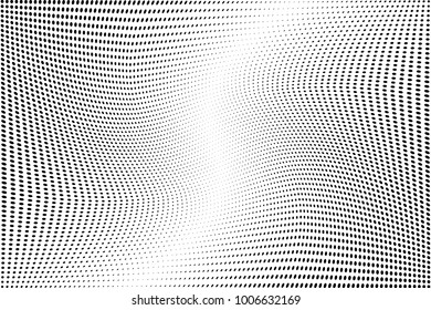 Halftone dots pattern texture background. Modern vector illustration. Abstract curves. Points backdrop. Grungy spotted pattern. Monochrome template for web design, covers, web sites, banners
