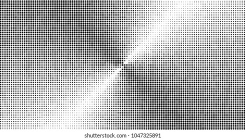 Halftone dots pattern texture background. Black and white paint stains. Modern dotted vector illustration. Abstract wavy lines. Pixels art backdrop. Grunge spotted pattern
