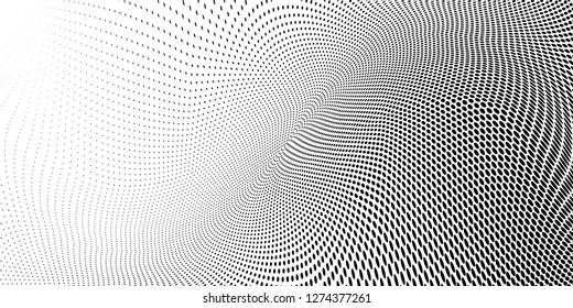 Halftone dots pattern texture 
background. Modern dotted vector  illustration. Abstract curves. Points backdrop. Grungy spotted pattern. Monochrome template for web design, covers, web sites, banners