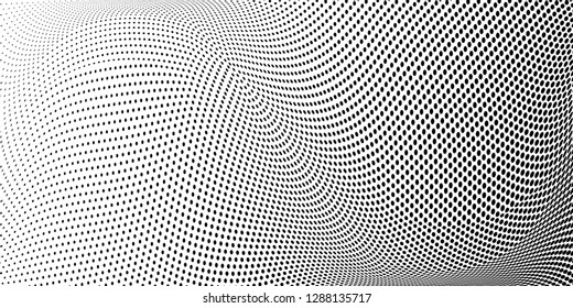 Halftone dots pattern texture 
background. Modern dotted vector  illustration. Abstract curves. Points backdrop. Grungy spotted pattern. Monochrome template for web design, covers, web sites, banners
