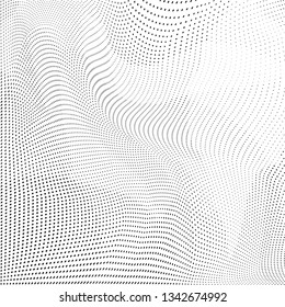Halftone dots pattern texture background. Low poly design. Modern dotted vector illustration. Abstract wavy lines. Triangular polygon backdrop