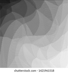 Halftone dots pattern texture background. Low poly design. Modern square dotted vector illustration. Abstract wavy lines. Triangular polygon backdrop