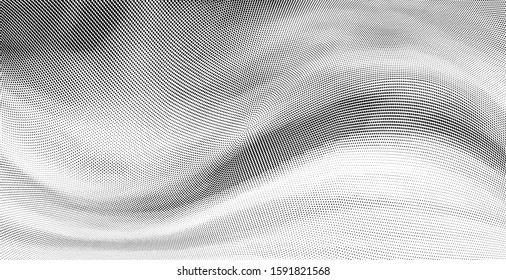 Halftone dots pattern texture background.Modern dotted vector  illustration. Abstract curves. Points backdrop. Grungy spotted pattern. Monochrome template for web banners, covers, invitation cards