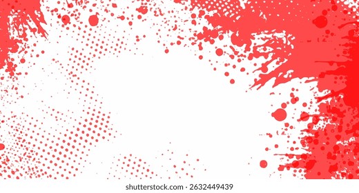 halftone dots pattern texture style red grunge brush stroke abstract background