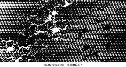 Halftone dots pattern white and black gradient grunge texture background. Pop art comic style vector illustration dots