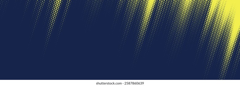 Halftone dots pattern yellow and blue gradient texture grunge background. Pop art dots comics sport style halftone vector illustration. modern