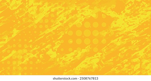 Patrón de puntos de semitono de color amarillo gradiente textura grunge de fondo. Ilustración vectorial de estilo deportivo cómico de puntos de arte Pop, EPS10.