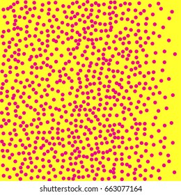 Halftone dots. Pink dots on gold background.