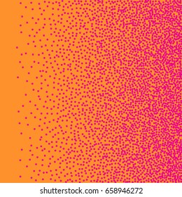 Halftone dots. Pink dots on orange background. 