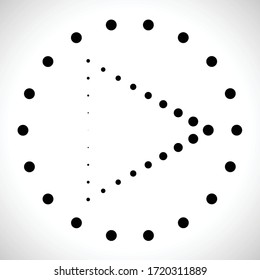 Halftone dots. Play media logo . vector dotted frame . design element