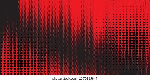 Halftone dots red and black color pattern gradient grunge texture background