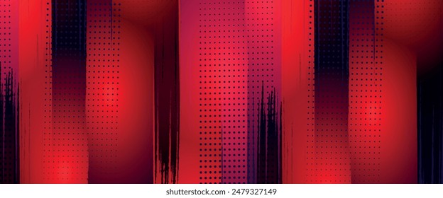 Halftone dots red and blue color pattern gradient grunge texture background. Dot pop art comic sport style vector illustration