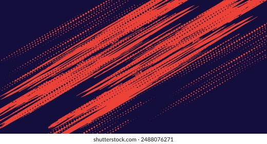 Halftone dots red and blue color pattern gradient grunge texture background. Dot pop art comic sport style vector illustration.