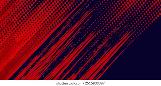 Fondo de textura grunge de gradiente de patrón de color rojo y azul con puntos de semitono. Dot pop art comic sport style moderno grunge