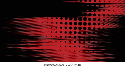 Fondo de textura grunge de gradiente de patrón de color rojo y azul con puntos de semitono. Ilustración vectorial de estilo deportivo de cómic de arte pop punto. Vector grunge puntos vecto
