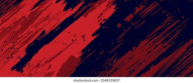 Fondo de textura grunge de gradiente de patrón de color rojo y azul con puntos de semitono. Dot pop art comic sport