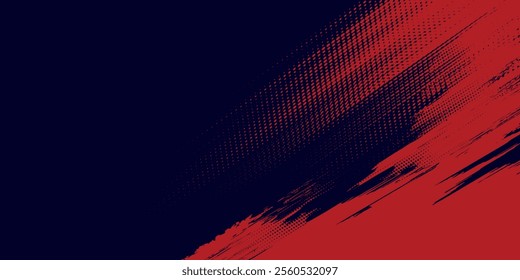 Halftone dots red and blue color pattern gradient grunge texture background. Dot pop art comic sport style vector illustration. grunge vector dots