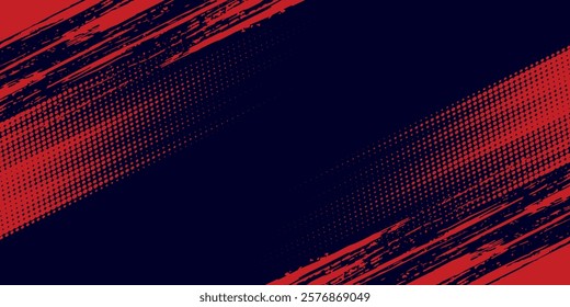 Halftone dots red and blue color pattern gradient grunge texture background. Dot pop art comic sport style vector illustration. grunge