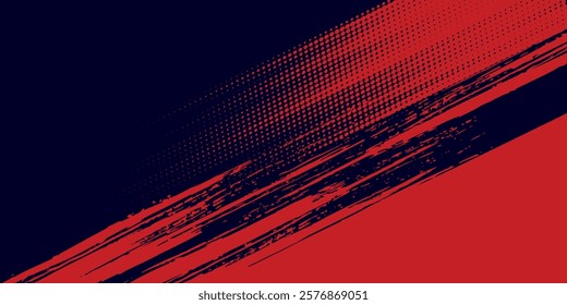 Halftone dots red and blue color pattern gradient grunge texture background. Dot pop art comic sport style vector illustration. grunge